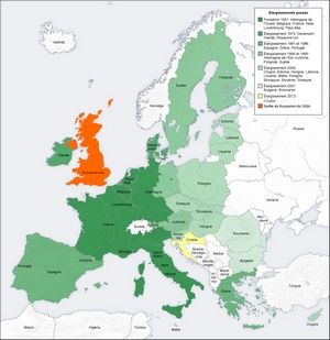 Carte de l'Europe avec la sortie du Royaume-Uni Brexit