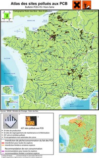 Carte de la pollution au PCB en France en 2011.